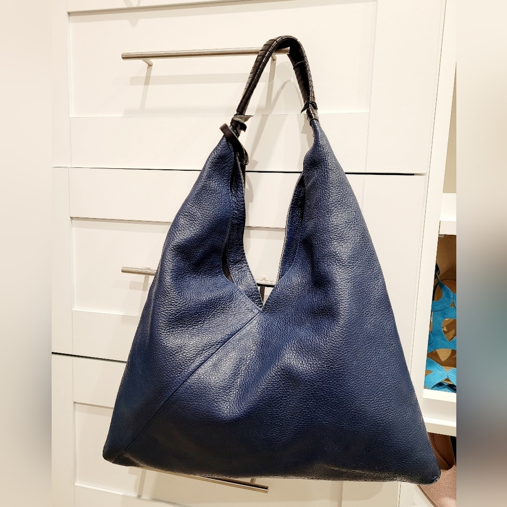 Nardelli Navy Blue Genuine Leather Handbag Made in Italy